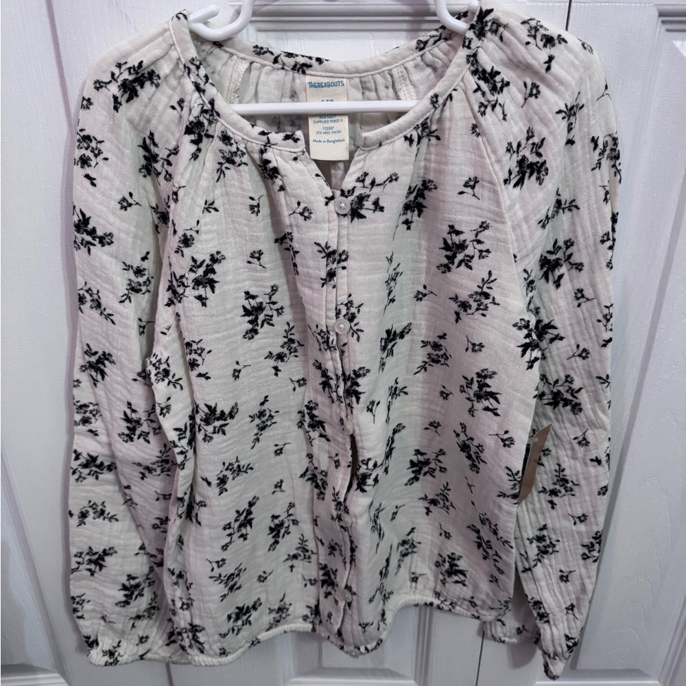 Thereabouts Black and White Floral Blouse